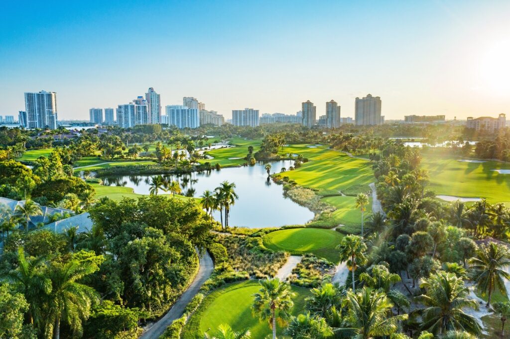Hole 4 on the Soffer Golf Course at JW Marriott Miami Turnberry Resort & Spa in Florida