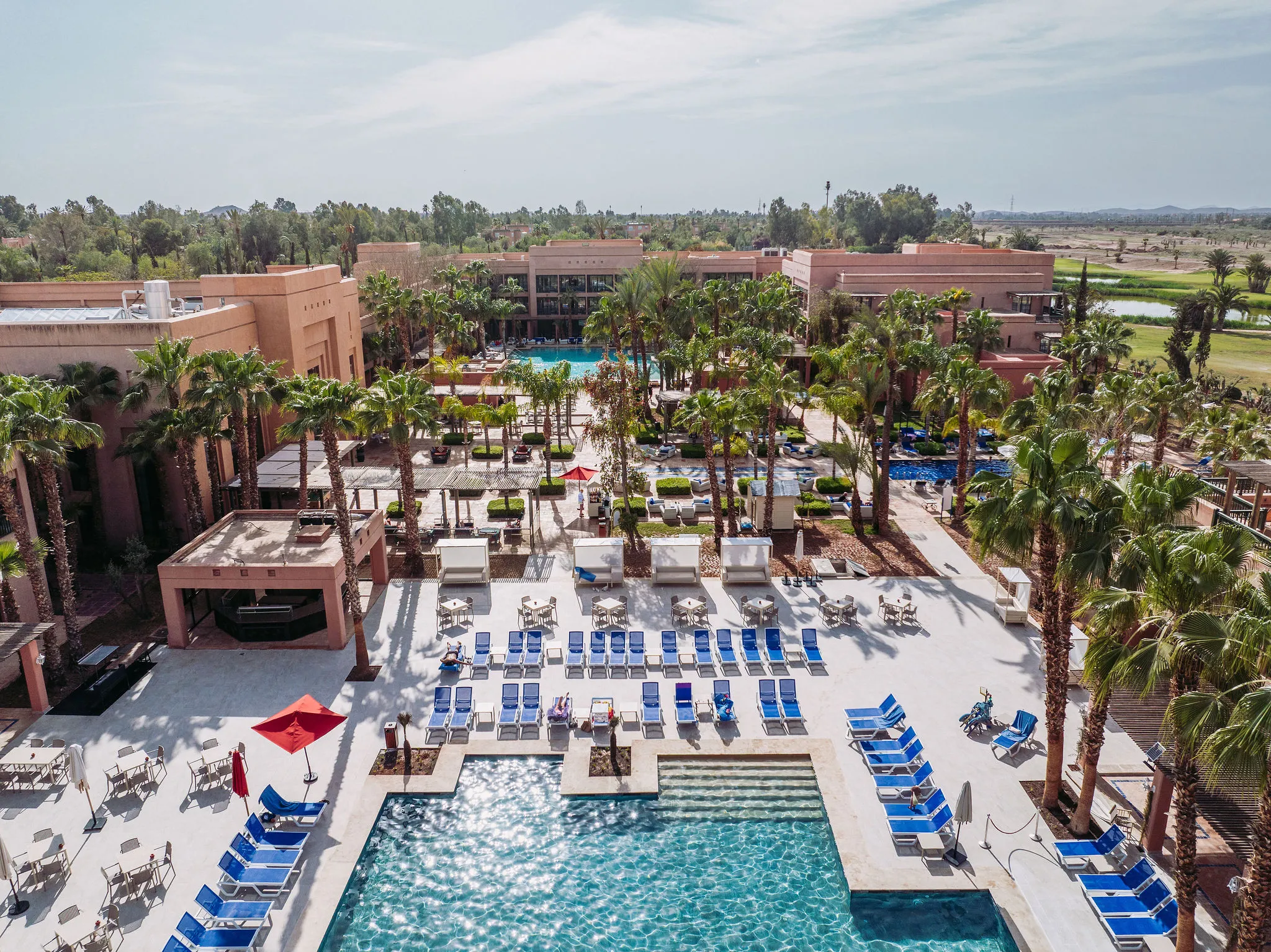 Pickalbatros Hôtel Du Golf pools in Marrakech Palmeraie – luxury 5-star golf resort in Morocco.